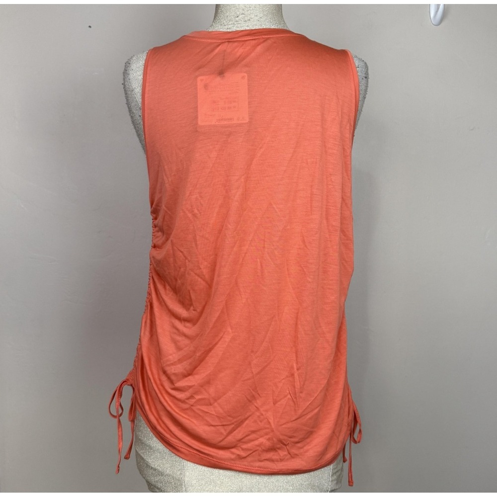 Desigual Tank Top Womens M Orange Logo Ruched Drawstring Sides Summer READ - Picture 2 of 9